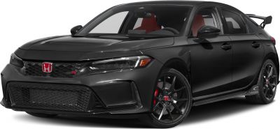 Black sports wheels and rear spoiler on a performance hatchback