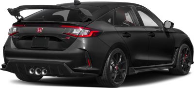 Rear view with large aero wing spoiler and triple exhaust setup