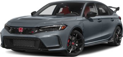 Sporty compact hatchback with aggressive front grille and large rear wing
