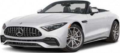 Front view of luxury convertible with distinctive grille and LED headlights.
