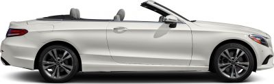 Sleek side profile of convertible with alloy wheels and open roof