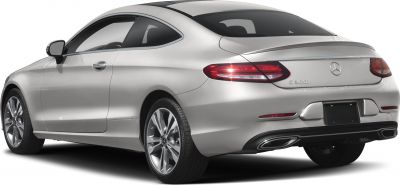 Rear view of a modern coupe with sleek taillights and dual exhaust tips