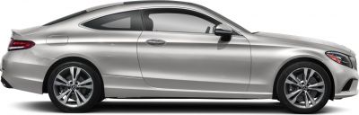 Silver coupe with sleek side profile and alloy wheels