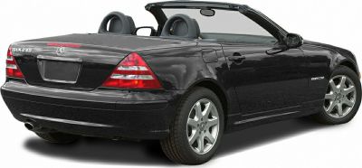 Rear and side view of a black convertible with alloy wheels and distinct taillights.