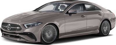 Front grille and headlights with aerodynamic side profile of a sleek luxury coupe.