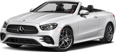 Front view of a luxury convertible with sporty alloy wheels and sleek headlights.
