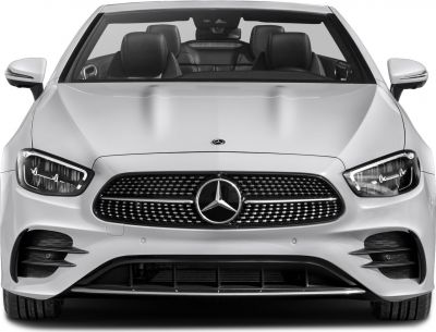 Front view with grille and headlights of a luxury convertible