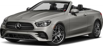 Front view of convertible car with distinctive grille and headlights