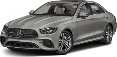 Front and side view of sleek sedan with LED headlights and modern grille