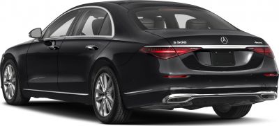 Rear view of a luxury sedan with sleek taillights and dual exhaust tips