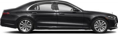 Luxury sedan side profile with long wheelbase and alloy wheels
