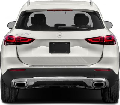 Rear view with distinctive taillights and dual exhaust