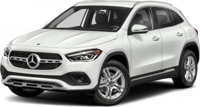 Front end, grille and headlights with side profile of compact SUV