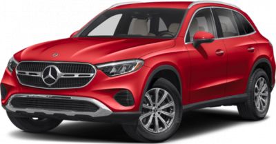 Red luxury SUV with modern grille and alloy wheels from front and side