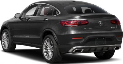Rear view of SUV coupe with LED tail lights and alloy wheels
