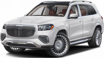 Front angled view of a luxury SUV with distinctive grille and multi-spoke wheels