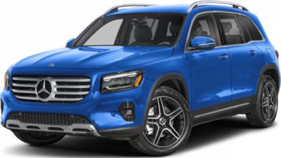 Front perspective of blue luxury SUV with alloy wheels