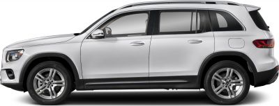 Side profile of an SUV with multi-spoke alloy wheels and black lower trim
