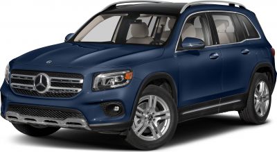 Blue SUV with front grille and alloy wheels