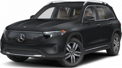 Front side view of black electric SUV with LED headlights and alloy wheels