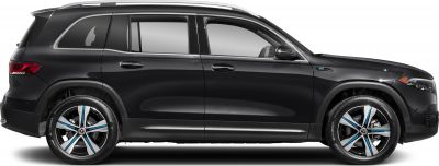 Side profile of sleek electric SUV with unique five-spoke alloy wheels.