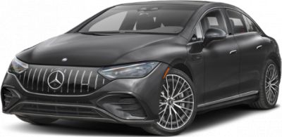 Front view of electric luxury sedan with detailed grille and modern headlights