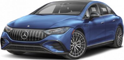Front 3/4 view of an electric luxury sedan with distinctive grille and alloy wheels.