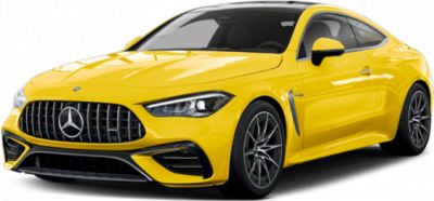 Yellow coupe with AMG grille and sporty multi-spoke wheels