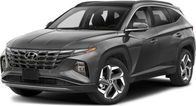 Front view with bold grille, LED headlights, and alloy wheels