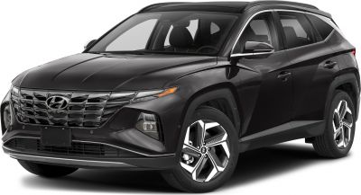 SUV front side view with angular LED headlights and geometric grille