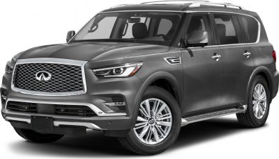Front angled view with chrome grille and LED headlights