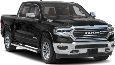 Chrome grille, dual LED headlights, running boards on black pickup