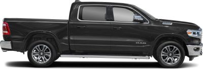 Side view of pickup truck with crew cab and alloy wheels