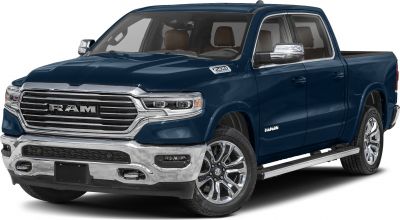 Chrome grille, LED headlights, crew cab, alloy wheels, pickup front view
