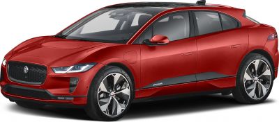 Red electric SUV with sleek front grille and aerodynamic side profile