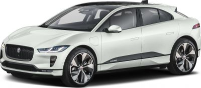 front-side view of white electric SUV with aerodynamic design