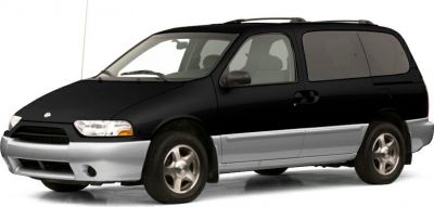 Side profile of black and silver minivan with roof rack