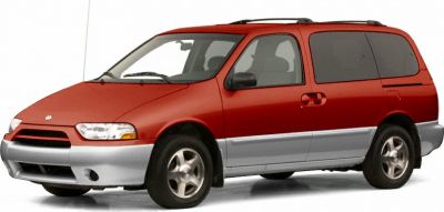 Side profile of a two-tone minivan with sliding rear door