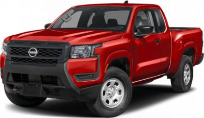 Front view of red pickup with distinctive black grille and King Cab design