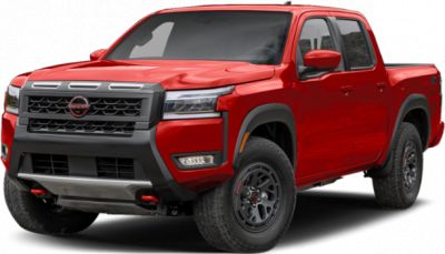 Bold front grille and robust off-road tires on a crew cab pickup.