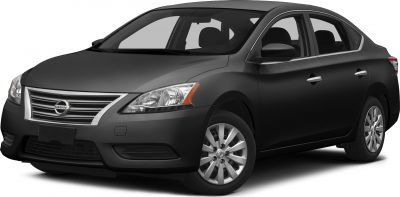 Black sedan front side view with chrome grille and multi-spoke wheels
