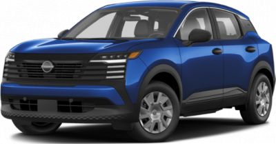 Front grille with LED headlights on blue compact SUV