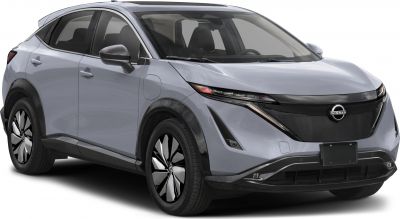 Sleek front and side view with sharp LED headlights and aerodynamic body.