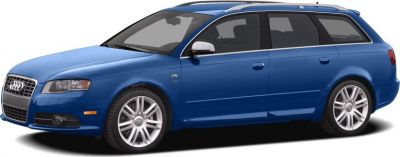 Blue sporty station wagon with alloy wheels and roof rails
