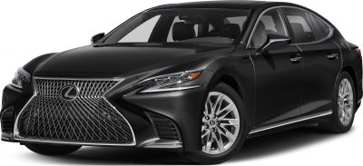 Luxury sedan with bold spindle grille and sleek LED headlights