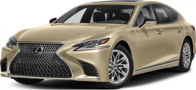 Luxury sedan front grille and LED headlights