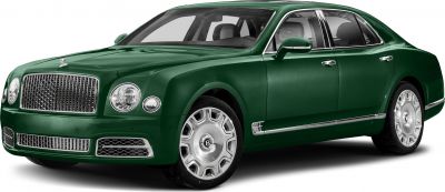 Luxury sedan front side view, iconic grille, round headlights, extended wheelbase