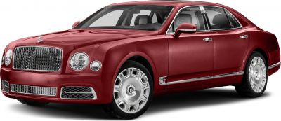 Luxury sedan with prominent mesh grille and round headlights