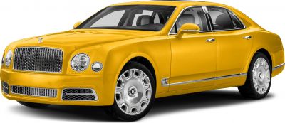 Yellow luxury sedan with distinctive grille and round headlights