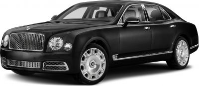 Luxury sedan front grille and round headlights with chrome details